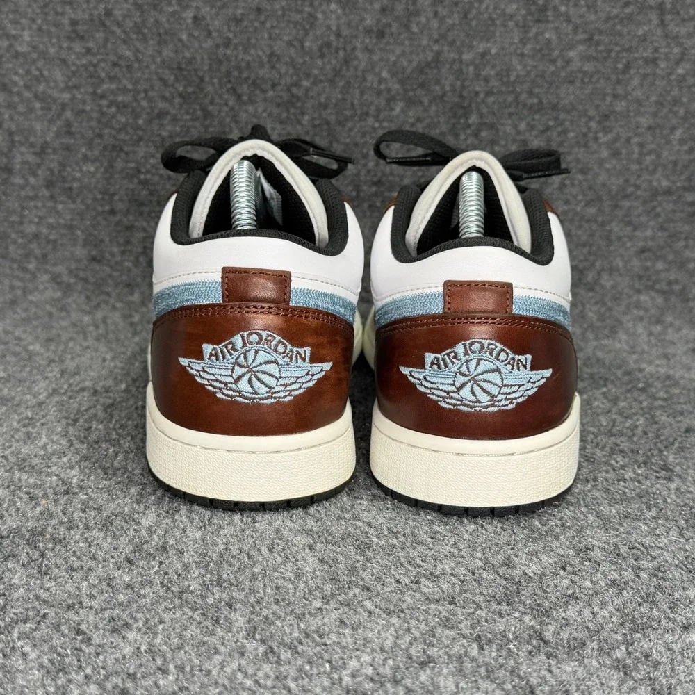 Jordan 1 Retro Low SE Shoes Men's 10 Brown Blue‎ Grey Leather Athletic Sneakers